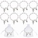 thumbnail image 1 of Pulsera de rosario elástica de 24 cuentas con bolsitas de malla, ideal para bautizo o comunión. Pulseras de conchas marinas en color concha, con crucifijo., 1 of 9