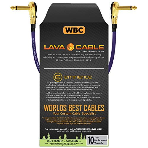 Lava Mini Ultramafic Purple 10 Inch Guitar Bass Effects Instrument Patch Cable With Premium Gold Plated A A A Inch 6 35mm Low Profile Right Angled Pancake Type Ts Connectors Walmart Com Walmart Com