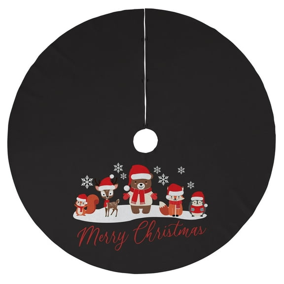 Merry Christmas Woodland Animals 48" Christmas Tree Skirt, Xmas Decor