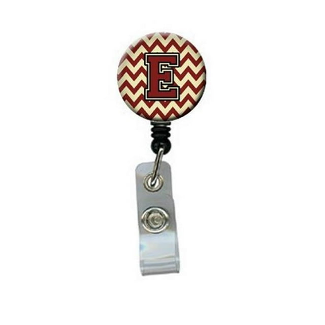 Letter E Chevron Maroon & Gold Retractable Badge Reel