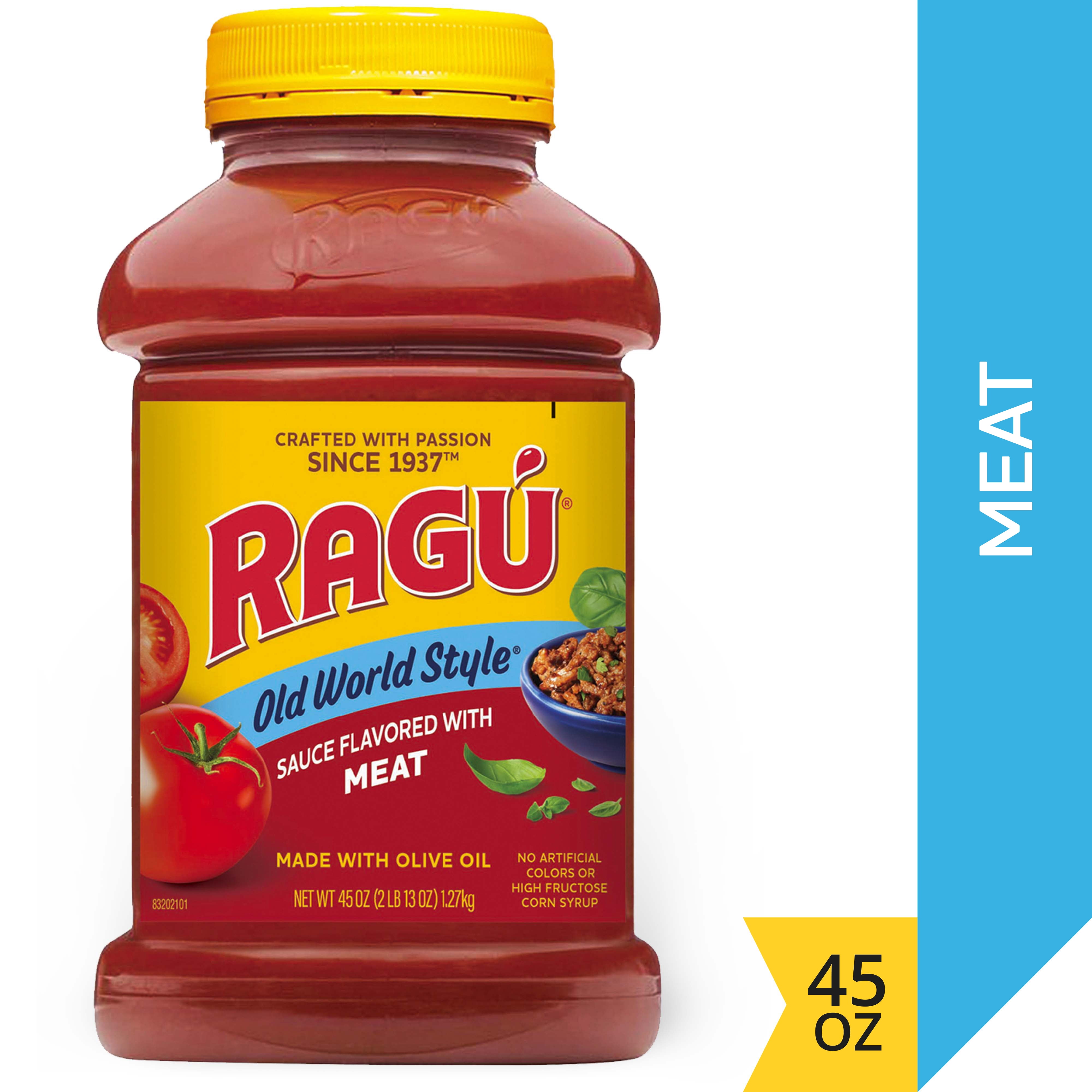 Ragu Old World Style Sauce Flavored with Meat, Made with Olive Oil, Perfect for Italian Style Meals at Home, 45 OZ