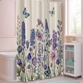 thumbnail image 5 of Shower Curtain Purple Lavender Butterfly Shower Curtains for Bathroom Decor, Waterproof Polyester Shower Curtain Set with Hooks, Extra Long 72" x 78" Watercolor Floral Linen Texture, 5 of 9