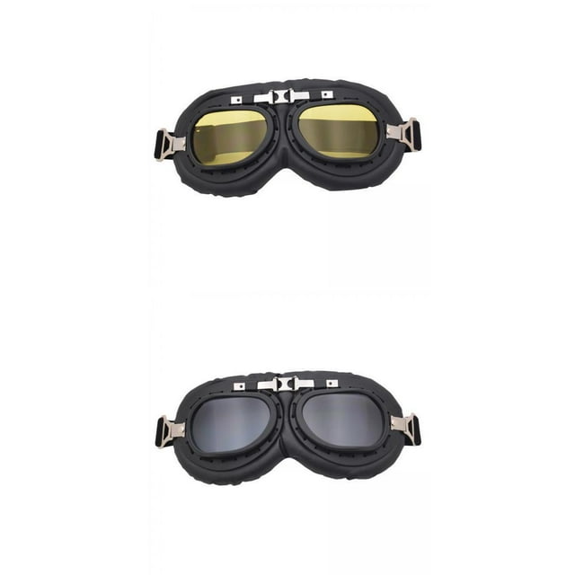2 gafas de moto estilo piloto para medio casco, bicicleta, scooter, ATV gris y amarillo