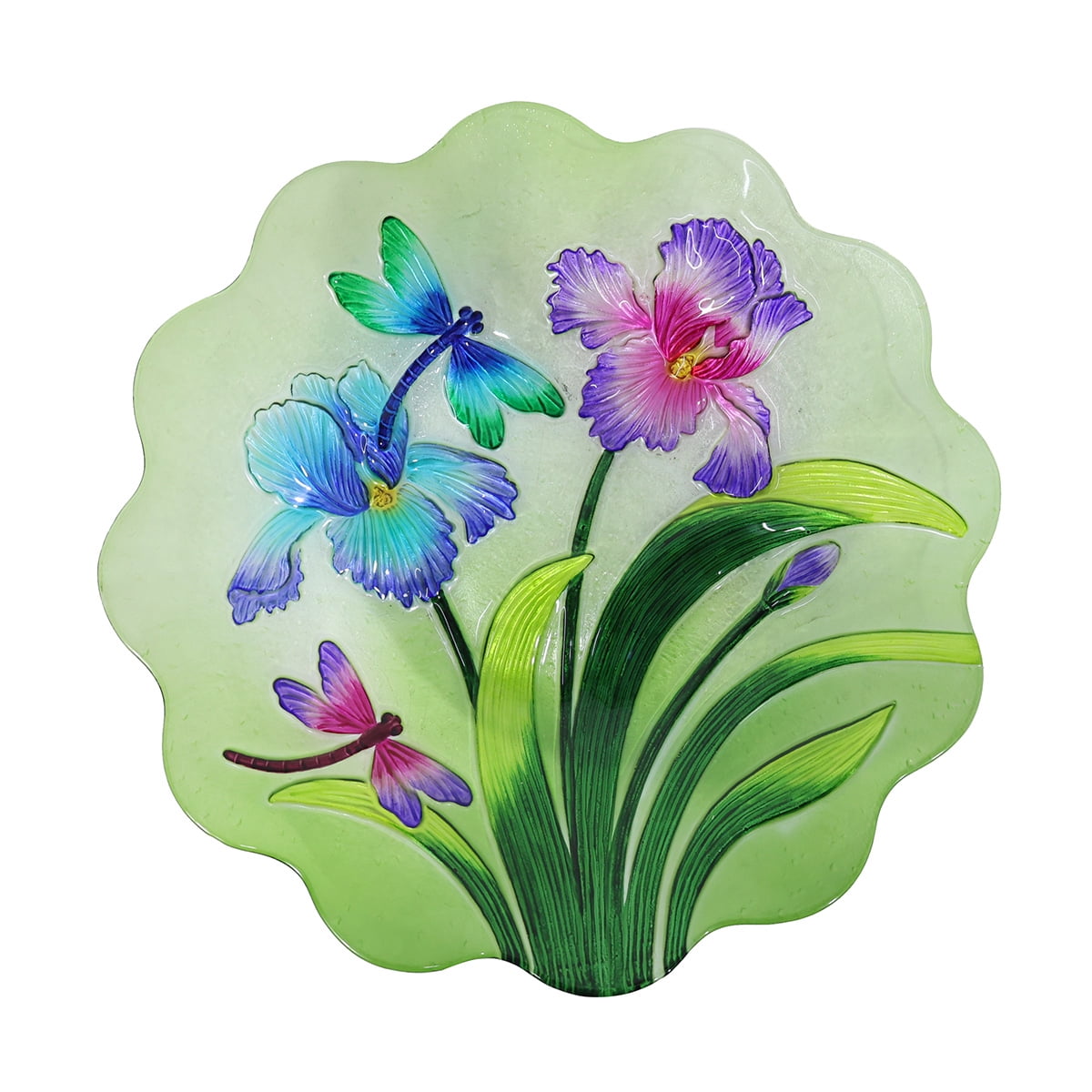 Briarwood Lane Spring Glass Dragonflies Bird Bath Including Metal Stand For Spring Birdbath