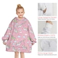 thumbnail image 6 of Pink Cartoon Unicorn Rainbow Cloud Moon Star Blanket Hoodies for Kids 6-13YR Oversize Wearable Blanket Hoodies for Boys Girls Teens, 6 of 7