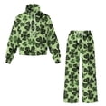thumbnail image 4 of SCRAWLGOD St. Patrick's Day Four Leaf Clover Print Black Green Women 2 Piece Outfits Fall Sweatsuits Turtleneck Sweatshirt Wide Leg Sweatpants Lounge Sets Cozy Fashion Pullover Tracksuit, XS, 4 of 7