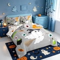 thumbnail image 2 of Manfei Cartoon Ghost Spider Web 7pcs Queen Bedding,Halloween Jack O Lantern Bedding Comforter Set Queen,Halloween Reversible, 2 of 7