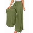 thumbnail image 3 of Pantalones Casuales de Cintura Alta para Mujer, de Color Liso, Largos y Anchos, con Bolsillos, para y Otoño. Verde XL, 3 of 8