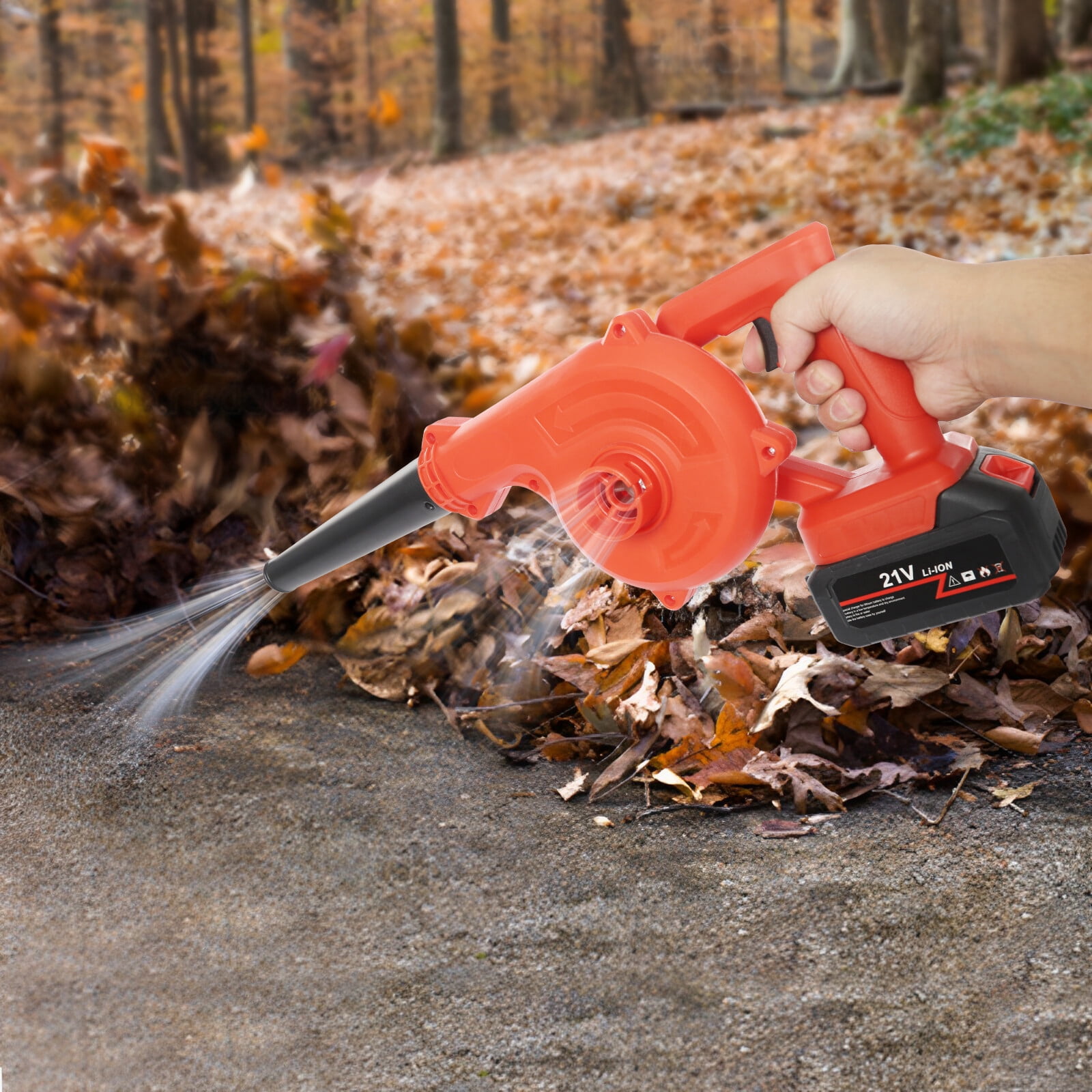 Leaf Blower and Vacuum, 21V Cordless Electric Blower with Collection Bag, 800W Motor Yard Blower for Leaves Grass Clippings