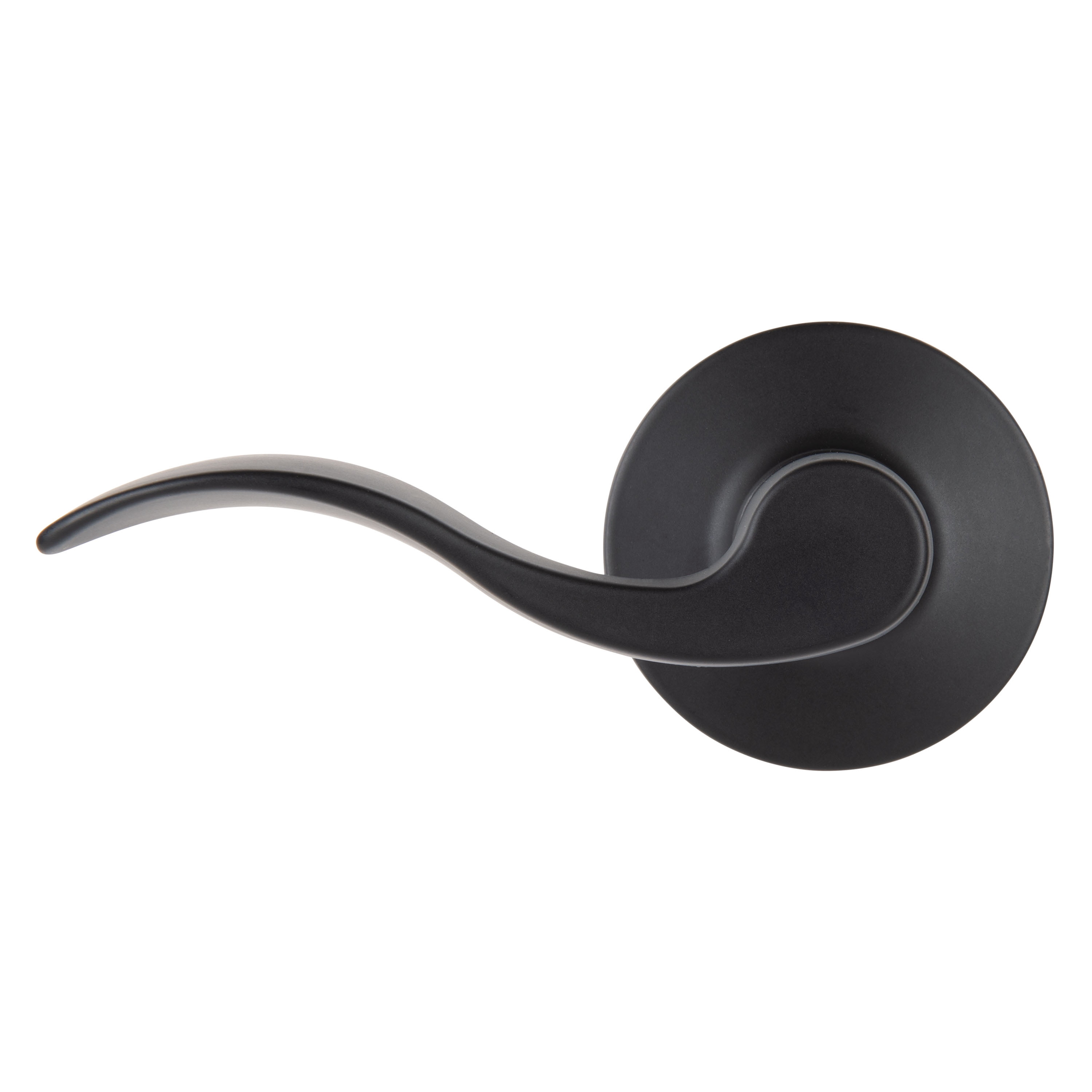(2 pack) Brinks Non-Locking Passage Modern Wave Style Lever Doorknob, Matte Black Finish