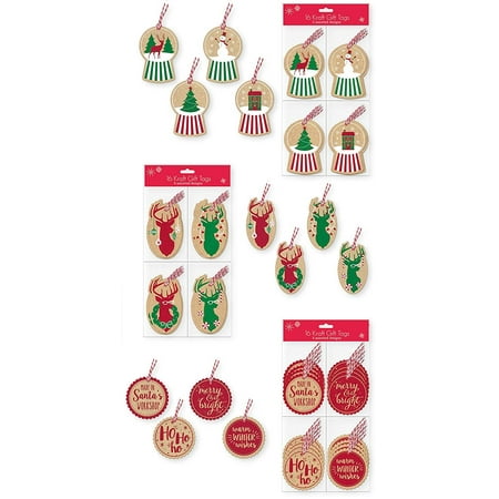 Christmas Gift Tags Pack of 48 Assorted Kraft Gift Tags 2.5&quot; x 4&quot; Xmas