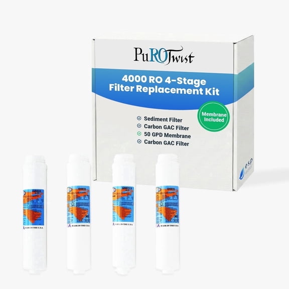 PuROTwist 4000 RO Replacement Kit, 50 GPD Membrane, Made in USA
