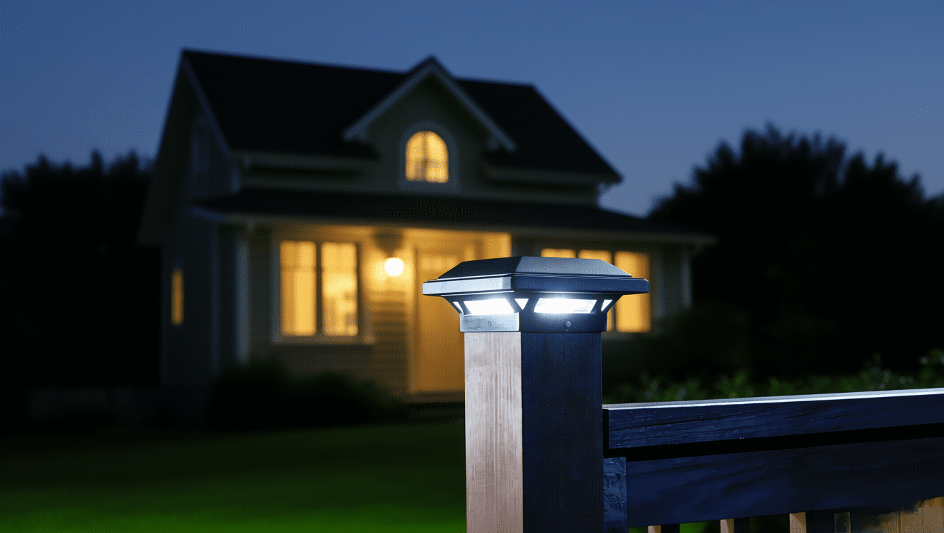 Yards & Beyond Solar Powered Black LED Solar Landscape Post Cap Light with Plastic Lens, 5 Lumens, 4 pack