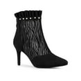thumbnail image 1 of Unique Bargains Women's Mesh Stiletto High Heels Ruffle Prom Ankle Boots Black 8.5, 1 of 7