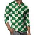 thumbnail image 4 of Men's St. Patrick's Day Shamrock Henley Shirt 3/4 Sleeve Clover Print Top, 4 of 7