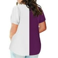 thumbnail image 3 of Fashion Olyvenn Womens Plus Size Tops Dressy Casual Summer T Shirts Short Sleeve Color Block Tees V Neck Tunics Top Purple XXXL, 3 of 5