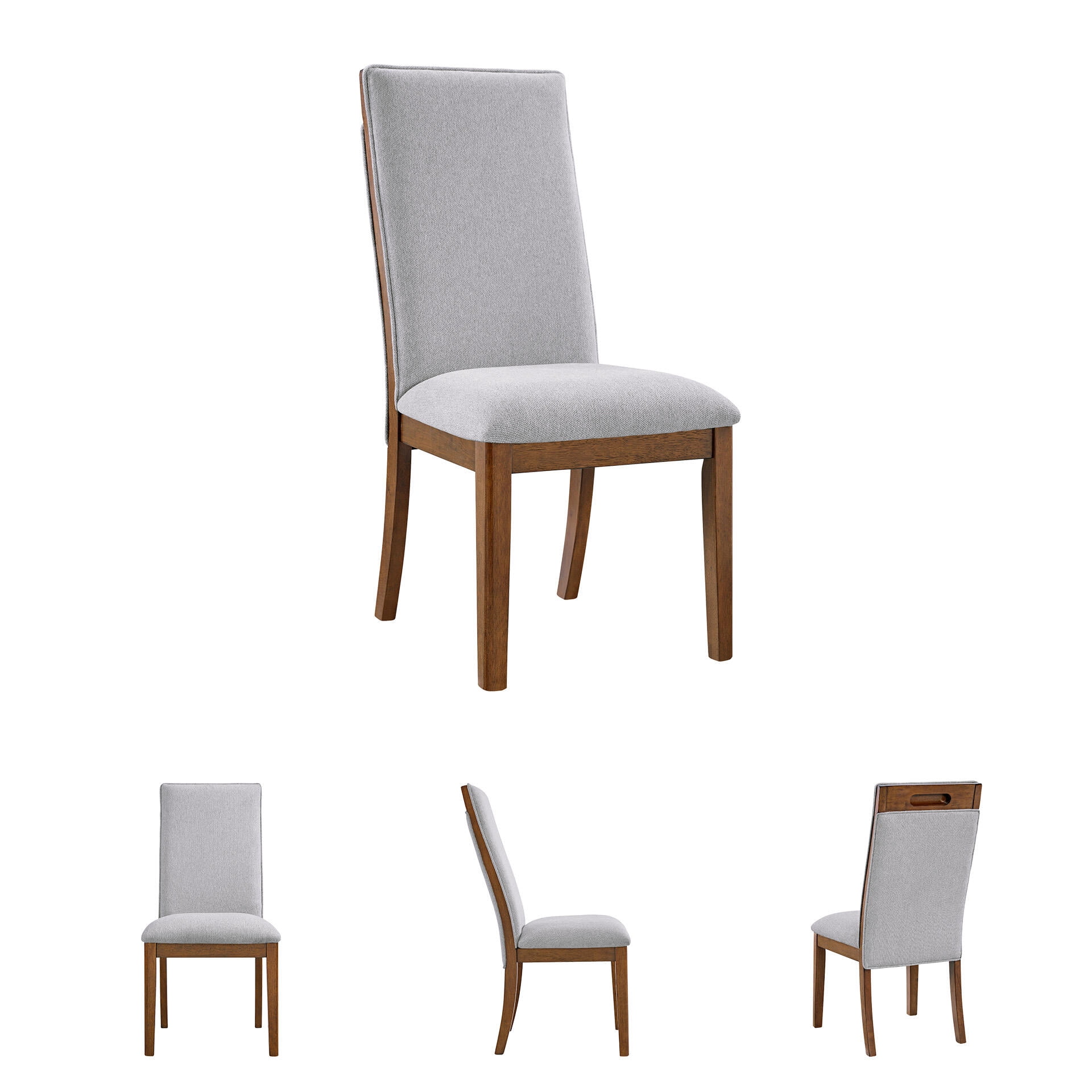 Signature Design by Ashley Lyncott Upholstered Dining Side Chair, Beige/Brown, Mid-Century Modern Wood Chair with Fabric Seat