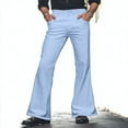 thumbnail image 2 of oqasdz Men's Pants Flared Leg Vintage Trousers Solid Color Wide Leg Disco Dance Performance Snug Trousers, 2 of 5