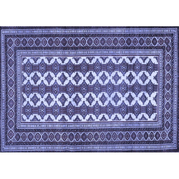 Ahgly Company Machine Washable Indoor Rectangle Persian Blue Traditional Area Rugs, 5' x 7'