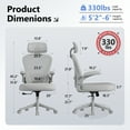 thumbnail image 3 of HomeZeer Desk Chairs with Wheels, Mesh Office Chair with Lumbar Support, Ergonomic High Back Office Chair with Adjustable Headrest, Task Chair Flip-up Arms, Executive Office Chair Home Office, Gray, 3 of 12