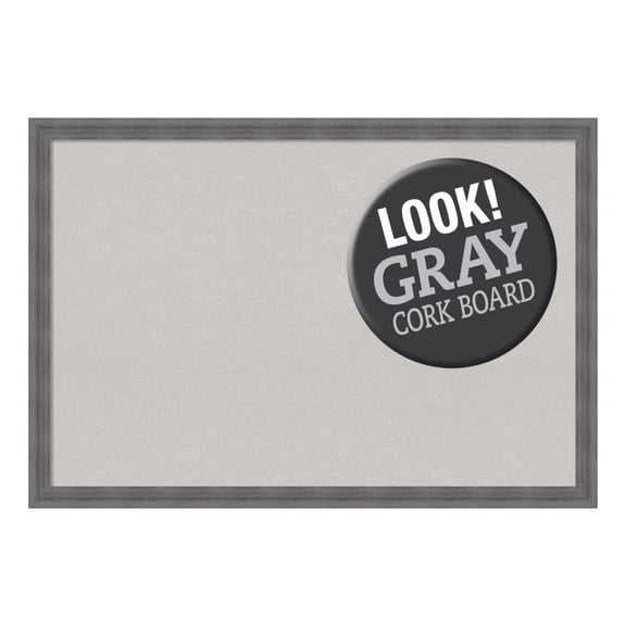 Amanti Art Grey Cork Board Wood Framed Dixie Blue Grey Rustic Bulletin Board 38 in. x 26 in.