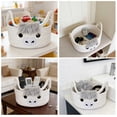 thumbnail image 5 of Highland Cute Cow Basket, Small Shower Gift Basket, Round Woven Rope Cotton Storage, Blanket 0rganizer with Ears Handles, Blanket Towel Decor Storage Bins, 5 of 6
