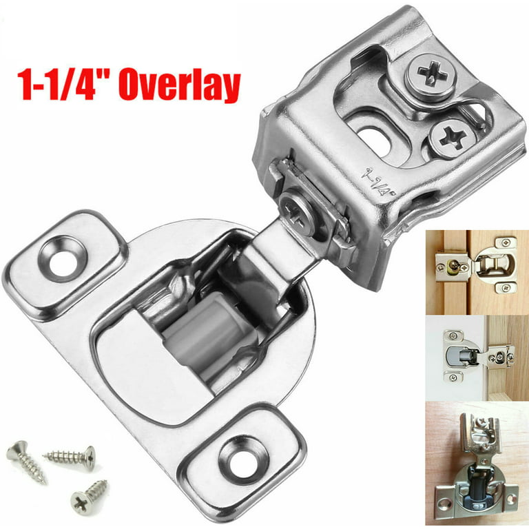 Dazone 50 Pack 1-1/4 Overlay Cabinet Hinges, Soft Close Face Frame Kitchen  Cupboard Door Half Overlay Hinges, 105° Compact Handware Stainless Steel 