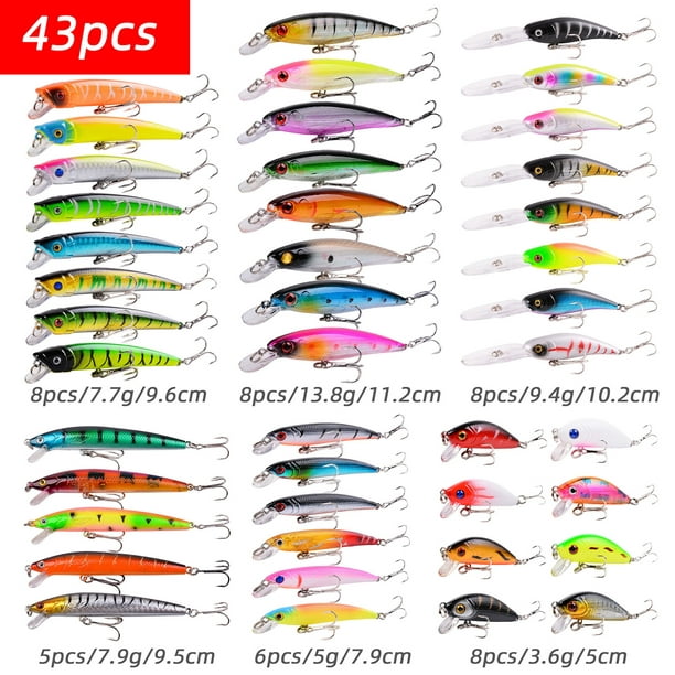 Bingirl Fishing Lures Kit Mixed Including Minnow Popper Crank VIB Baits  With Hooks Topwater Hard Wobblers Set Fishing Gear 