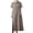Khaki, variant on QQAMB Women's Dresses Button Down Lapel Collar Linen Midi Dress Casual Short Sleeve Summer A-Line Tie Waist Shirt Dresses Black M