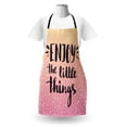 thumbnail image 3 of Enjoy the Little Things Apron, Uplifting Lettering on Ombre Effect White Dots Background, Unisex Kitchen Bib with Adjustable Neck for Cooking Gardening, Adult Size, Peach Pink and Black, by Ambesonne, 3 of 4