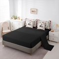 thumbnail image 5 of Homewish Retro Reading Skeleton Twin Bedding for Kids, Checkered Rose Witchy Bedding Comforter Set, Black Reversible, 7-Piece, 5 of 7
