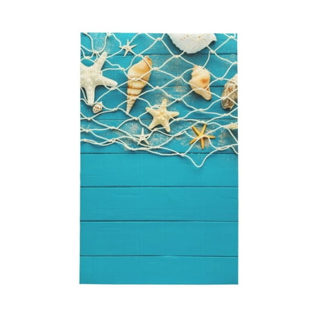 

Absorbent Kitchen Towels Seashells And Fishing Net On Blue Wooden Table Quick Drying Dish Towels for Kitchen Drying Soft Hand Towels with Lanyard for Kitchen Decor