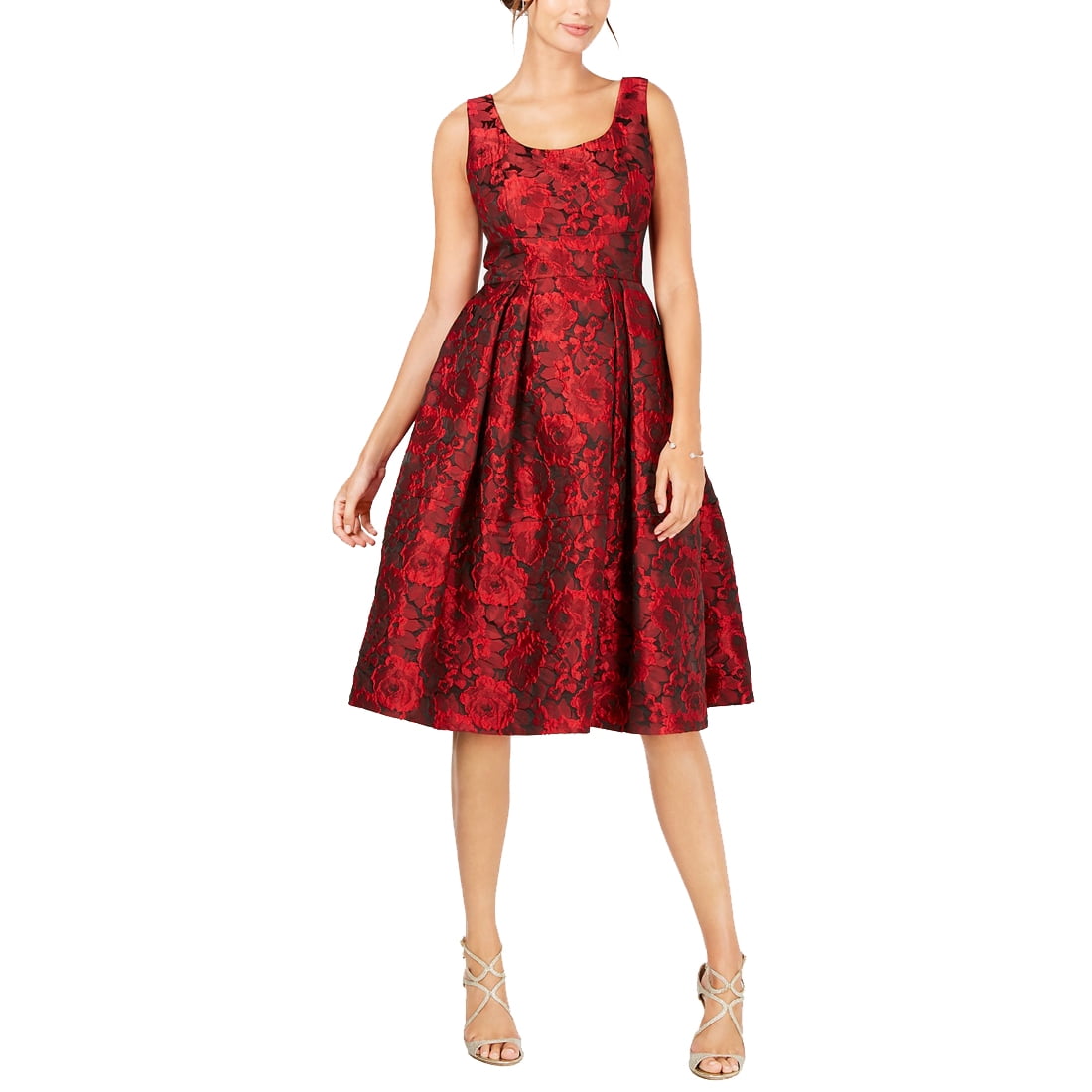 Ivanka Trump - Ivanka Trump Floral-Print Fit & Flare Dress, Red, 8 ...