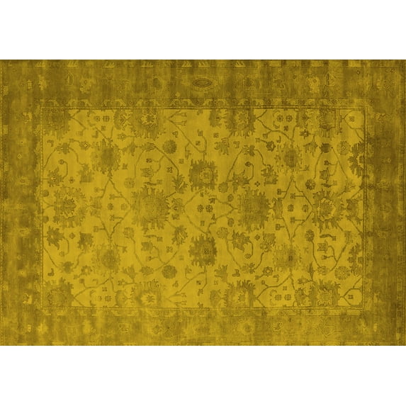Ahgly Company Indoor Rectangle Oriental Yellow Industrial Area Rugs, 2' x 4'