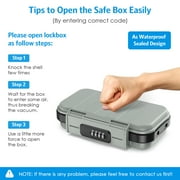 Safe Box for Cash, AMIR Mini Security Case Portable Waterproof Anti-Theft Safe Box for Money Travel Jewelry Gray