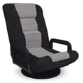 thumbnail image 1 of Best Choice Products Swivel Gaming Chair 360 Degree Multipurpose Floor Chair Rocker for TV, Reading, Playing Video Games w/Lumbar Support, Armrest Handles, Adjustable Foldable Backrest - Black/Gray, 1 of 9
