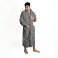 thumbnail image 6 of Men's Turkish Cotton Terry Ultra-Soft and Absorbent Long Bathrobe, Grey, 6 of 6