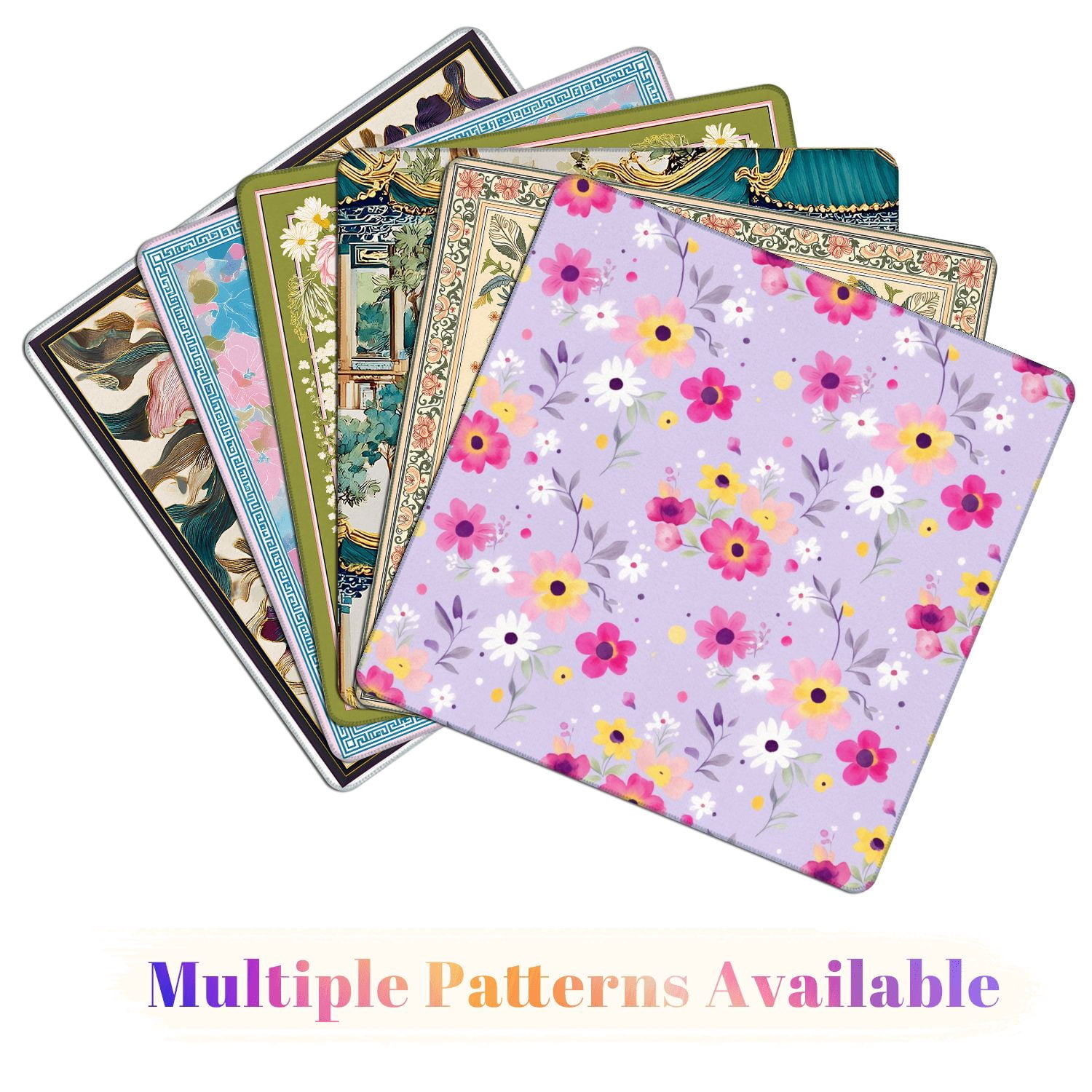 Mahjong Mat 31.5" x 31.5" Seamless Colorful Watercolor Flowers Lavender Non-Slip Noise Reduction American Mahjong Tiles Table Cover for Dominoes Poker Card Board Games Gift