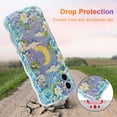 thumbnail image 3 of Case for iPhone 12, Colorful Retro Oil Painting Flower Leaves Moon Cloud Pattern Laser Cute Curly Wave Edge Exquisite Phone Cover Stylish Durable TPU Protective Case for Girls Women - Purple#3, 3 of 18
