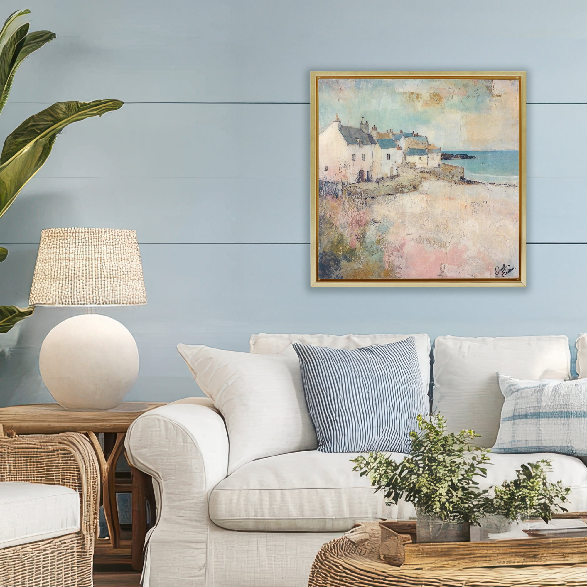 Stupell Industries Town Corner Architecture Gold Framed Floater Canvas Wall Art, design by Opal Edison