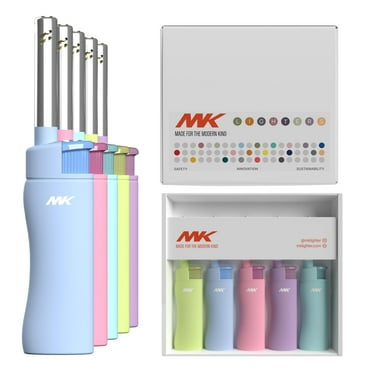 MK Lighter Candle Lighters, Windproof Flame, Ideal as Lighters for Candle, BBQ Lighters, Camping Lighters, Outdoor Lighters, Harmony Series, Butane Refillable Lighters (5PC)