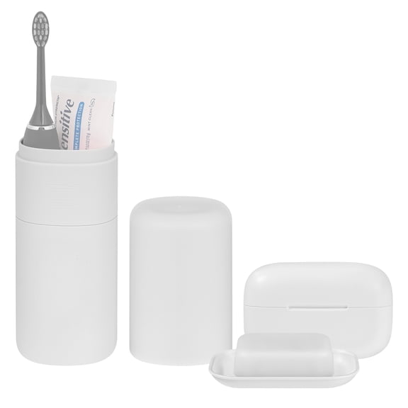 Linkidea Toothbrush and Toothpaste Travel Holder & Soap Case Set, Large Portable Gargle Container for Trips, Gym, Camping and School
