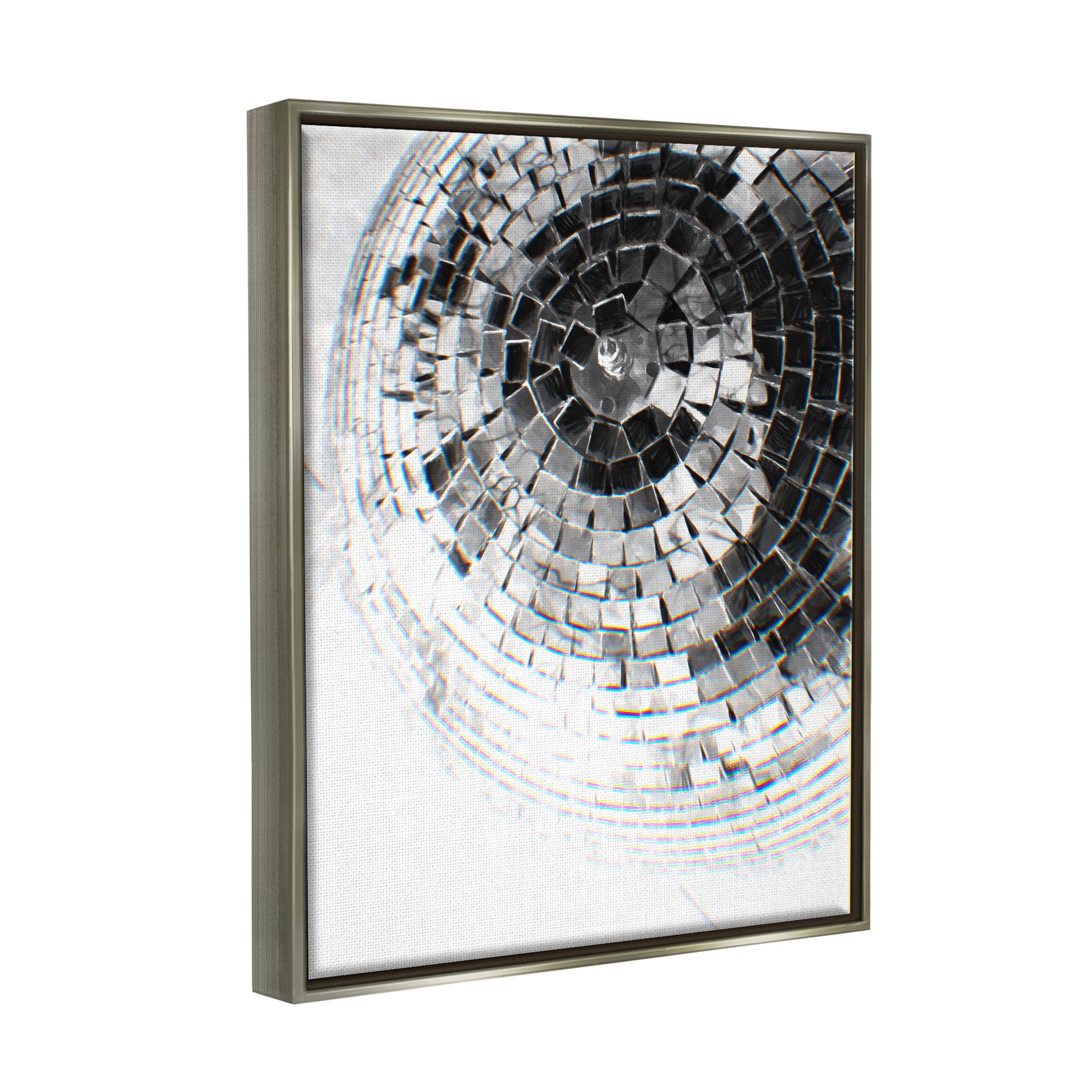 Stupell Industries Fading Disco Ball Monochrome Photography Photograph Luster Gray Floating Framed Canvas Print Wall Art, Design by Ziwei Li