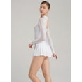 thumbnail image 4 of Alvivi Women's Figure Ice Skating Dress Shiny Rhinestone Ballet Dance Leotard Dress Long Sleeve Mesh Lyrical Dancewear Costume White S, 4 of 7