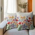 thumbnail image 6 of Spring Colorful Flowers Throw Pillow Covers Set of 2 Multicolor Butterflies Green Leaves Pillowcase Soft Square Spring Summer Cushion Covers for Home Sofa Patio Bedroom, 6 of 7