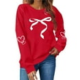 thumbnail image 2 of Womens Valentine's Day Sweatshirt Oversized Red Crewneck with Bow & Heart Design Casual Holiday Gift for Her,Size M, 2 of 7