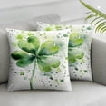thumbnail image 2 of COMIO Watercolor Painting Of Shamrock Large St. Patrick's Day Soft and Durable 2-Piece Plush Pillowcase Set White, 2 of 6