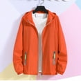 thumbnail image 2 of USNSM Men's Fashionable Outdoor Pocket Reflective Zipper Hooded Long Sleeved Solid Color Sunscreen Outwear Jackets Orange XXL, 2 of 5