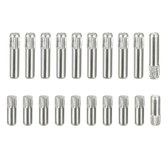 304 Stainless Steel Dowel Pins, 20Pack 2.1x2mm and 20Pack 2.6x3mm Knurled Head Flat Chamfered End Dowel Pins