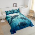 thumbnail image 3 of Blue Ocean Dolphin Comforter Set Twin Size Cute Dolphin Animal Theme Bedding Sets, Sea Life Underwater World Marine Creatures Teal Room Decor All Season, 3 of 6